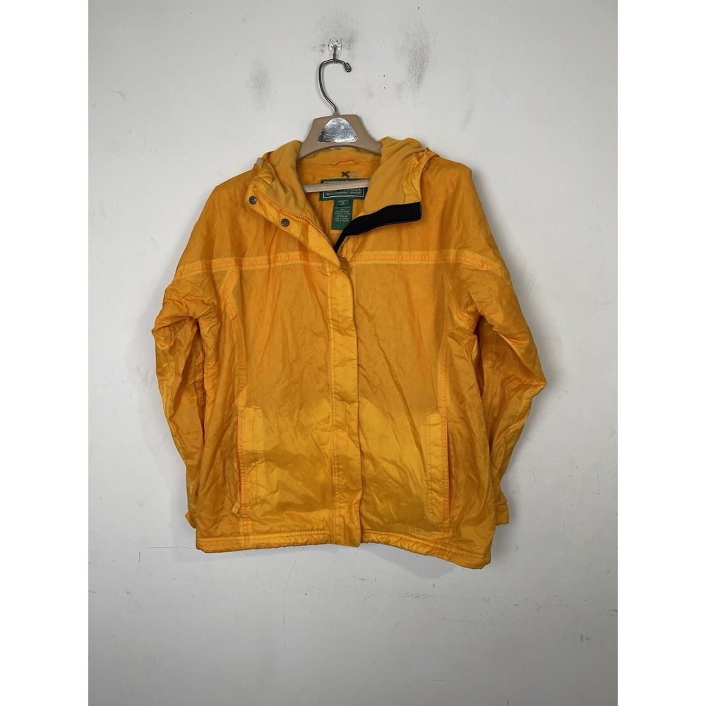 LL Bean Womens Jacket Medium Yellow Gorpcore Hiking Outdoor Fleece Lined Vintage - Picture 2 of 12